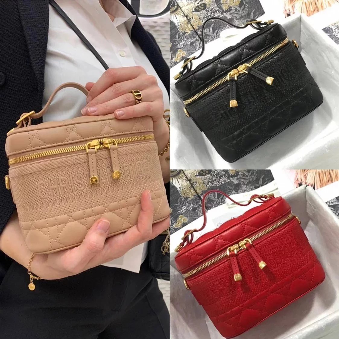 Dior Women's Bag Top version 【Original Order】2021New Women's Bag Qixi Limited Love Travel Cosmetic Bag Box Bag Shoulder Crossbody Handbag