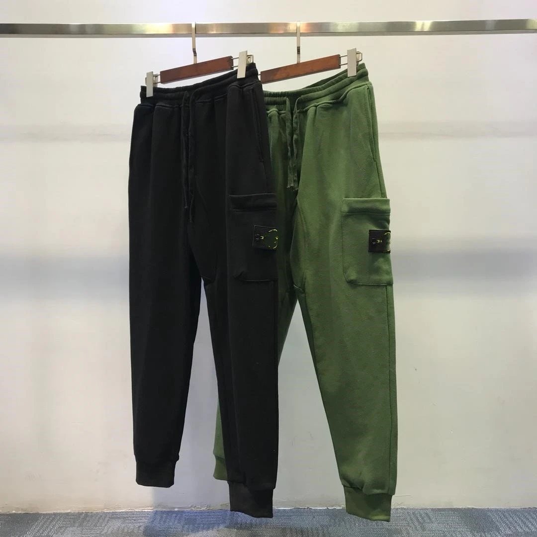 Stone Island Sweatpants Spring and Autumn New European and American Fashion Brand Solid Color Compass Badge Ankle-Tied Sweatpants Men and Women Loose Casual Pants