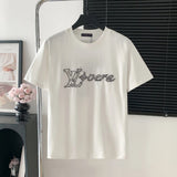 Louis Vuitton LV T-shirt Back Embroidery Large logo round Neck Short Sleeve25ss New Pure Cotton Unisex Style T T-shirt OS Loose Fit Base Shirt Top Half Sleeve T-Shirt