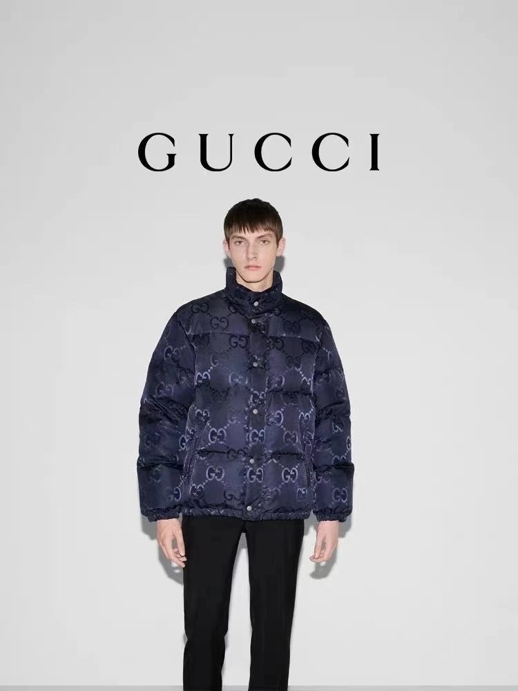 Gucci Down Jacket Dark Pattern Jacquard Down Jacket Coat Unisex Winter Stand Collar Coat360Gram90National Standard White Duck Down