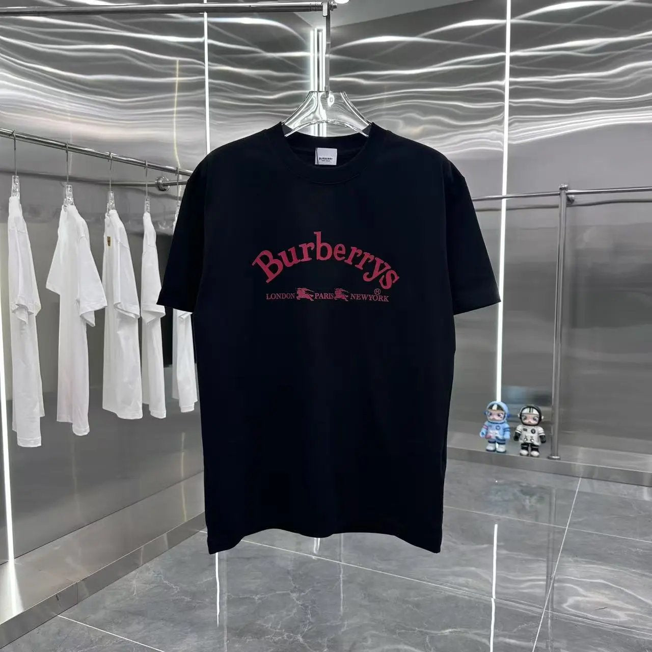 Burberry T-shirt Chest Letter Print logo round Neck Short Sleeve25ss New Pure Cotton Unisex Style T T-shirt OS Loose Fit Base Shirt Top Half Sleeve T-Shirt