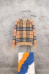 Burberry Sweater Double-sided Cashmere logo Plaid Pattern Knitted Unisex Long Sleeve Soft Lazy Style Sweater Coat Thickened Versatile Casual Wear