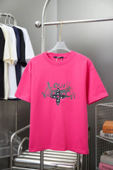 Louis Vuitton LV T-shirt Early Spring New Style Front Letter Print logo round Neck Short Sleeve25ss New Pure Cotton Unisex Style T T-shirt OS Loose Fit Base Shirt Short Sleeve Top T-Shirt