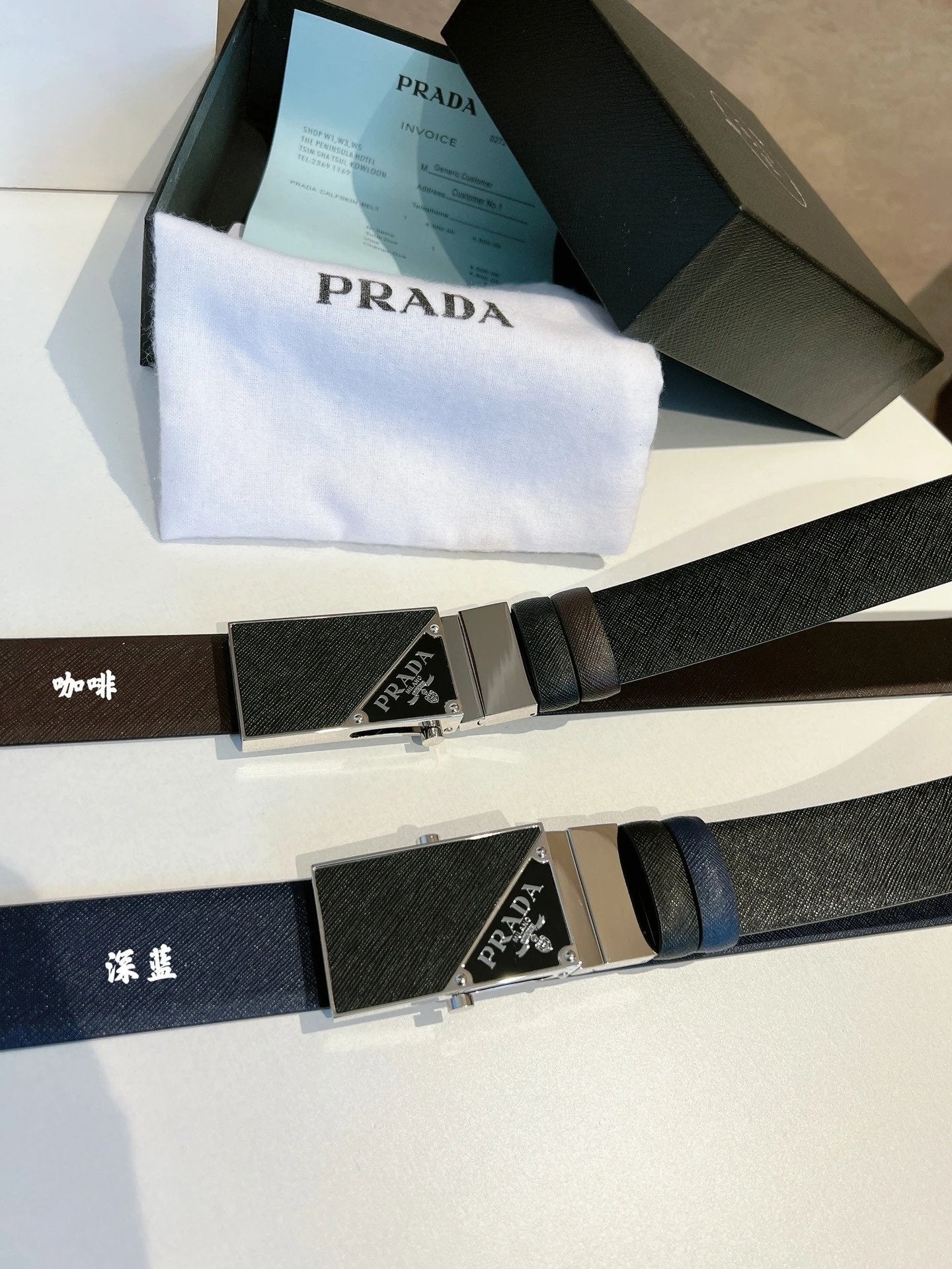 PRADA Belt Top version 【First Layer Cowhide】Men's Belt P Home Classic Business Belt Fashion Casual Width:3.5cm Boutique Pattern Automatic Buckle316Fine Steel Made Selected First Layer Cowhide Italian Leather Embryo PA Sliding Teeth Are Strong and Durable