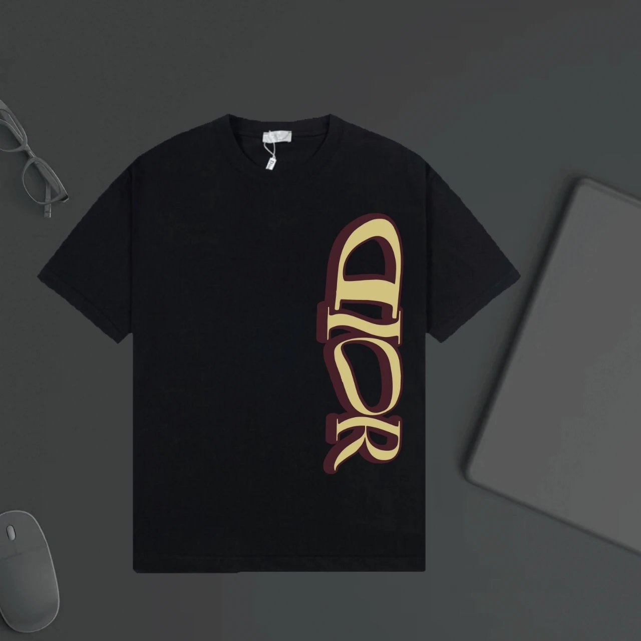 Dior T-shirt Chest Letter Print logo round Neck Short Sleeve25ss New Pure Cotton Unisex Style T Casual T-Shirt Base Layer Shirt OS Loose Fit Half Sleeve Top Plus Size