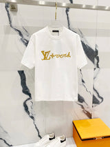 Louis Vuitton LV T-shirt Iconic Hemp Rope Letter Embroidery LOGO round Neck Short Sleeve25ss New Pure Cotton Unisex Style T T-shirt OS Loose Fit Base Shirt Casual Short Sleeve Top T-Shirt