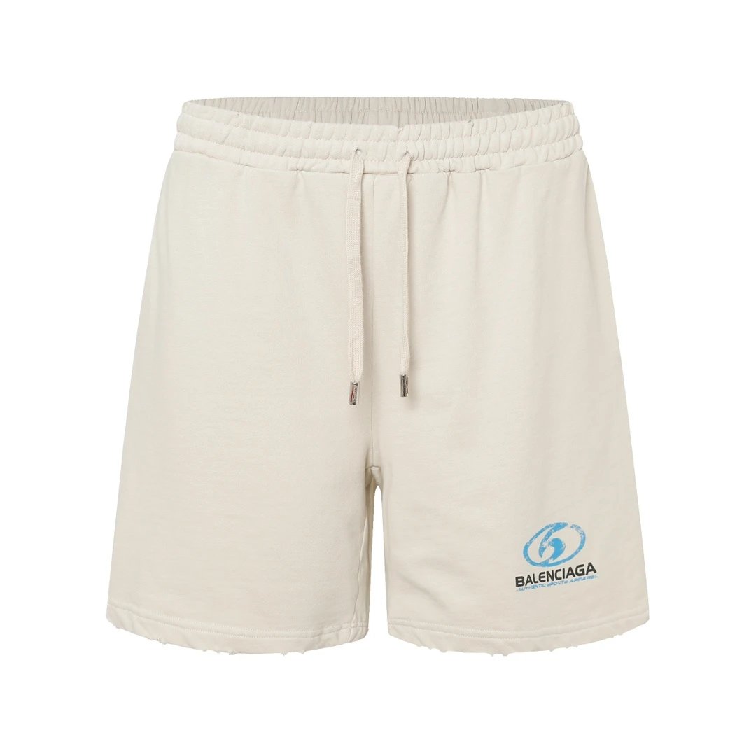 Balenciaga Shorts Front panel Logo Fuzzy 3D Foam Print Shorts Five-Point Shorts25ss New Heavy Drawstring American Style Casual Summer Pants5Two-in-One Casual Sweatpants for Men and Women