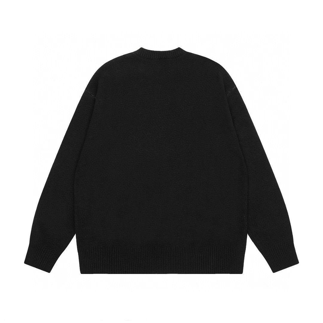 Stussy Sweater Top Version Dice Counter Same Style Men's and Women's Autumn and Winter New round Neck Cashmere Sweater Sweater Trendy Sweater