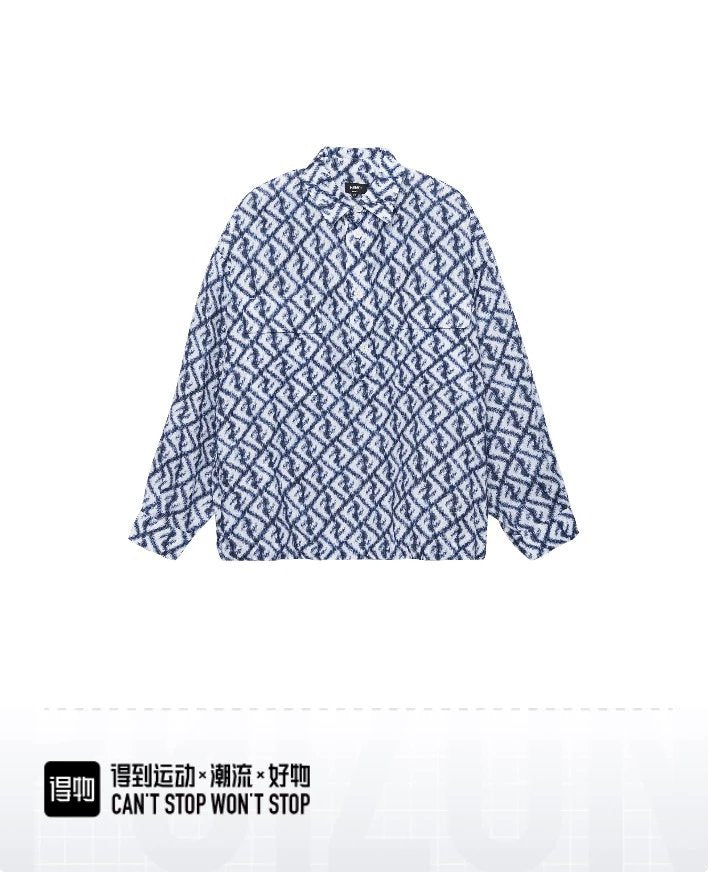 FENDI Shirt Top Version New Men's and Women's Business Casual Long Sleeve Shirt Chest Pocket Design Letter Printed Shirt