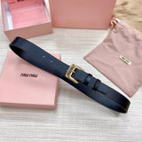 Miu Miu Belt Top version Counter Quality New Women's Belt Minimalist Style Belt CityCalf Calfskin Material.Metal Square Pin Buckle.Fashionable Versatile Width3.0Belt Women's Belt Women