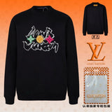 Louis Vuitton LV Hoodie Cartoon Manga on the Chest logo Round Neck Sweatshirt Long Sleeve Base Shirt Jacket Top Fashion Unisex Sports Casual OS Loose Fit Versatile New Autumn Winter Collection