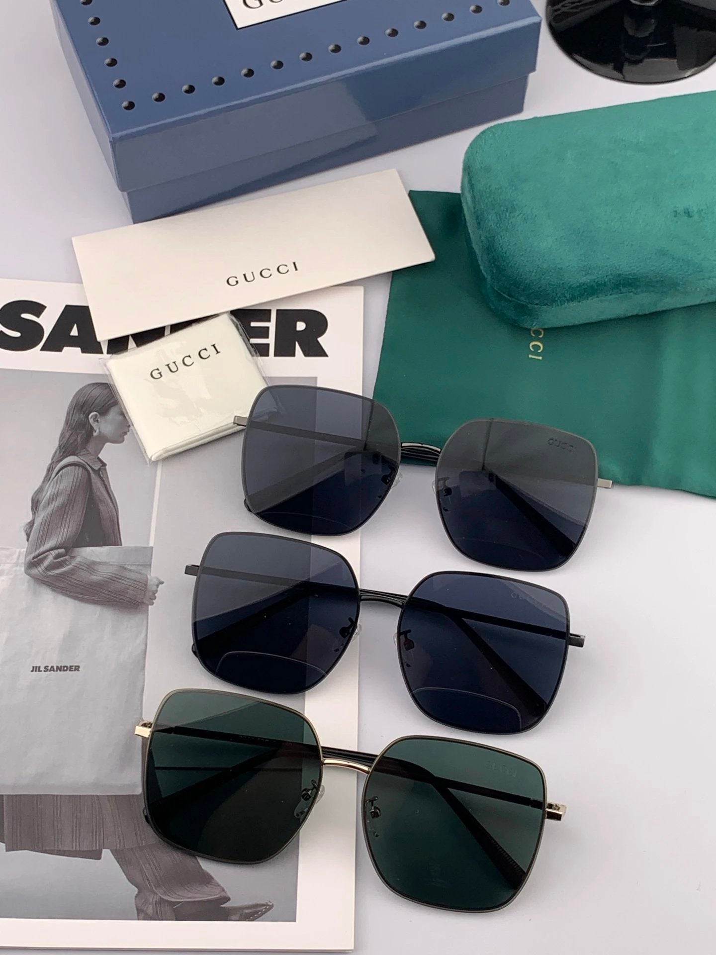 Gucci Sunglasses Colorful Pilot Polarized Sunglasses Slimming Non-Prescription Unisex Couple Style Driving Beach Fishing UV Protection25ss New Sports Casual Versatile