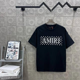 Amiri T-shirt Chest Letter Patch Embroidery logo round Neck Short Sleeve25ss New pure cotton T Unisex T-Shirt OS Drop Shoulder Loose Fit Base Shirt Top T-Shirt Short Sleeve