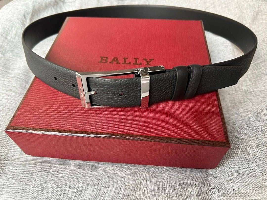 Bally Belt Top version Original Single Belt Counter New Men's Double-Sided Casual Business Belt Wide3.4cm Double-Sided Head Layer Cowhide Belt First Layer Cow Leather Belt Men and Women Business Casual Belt Belt Men's Leather Belt