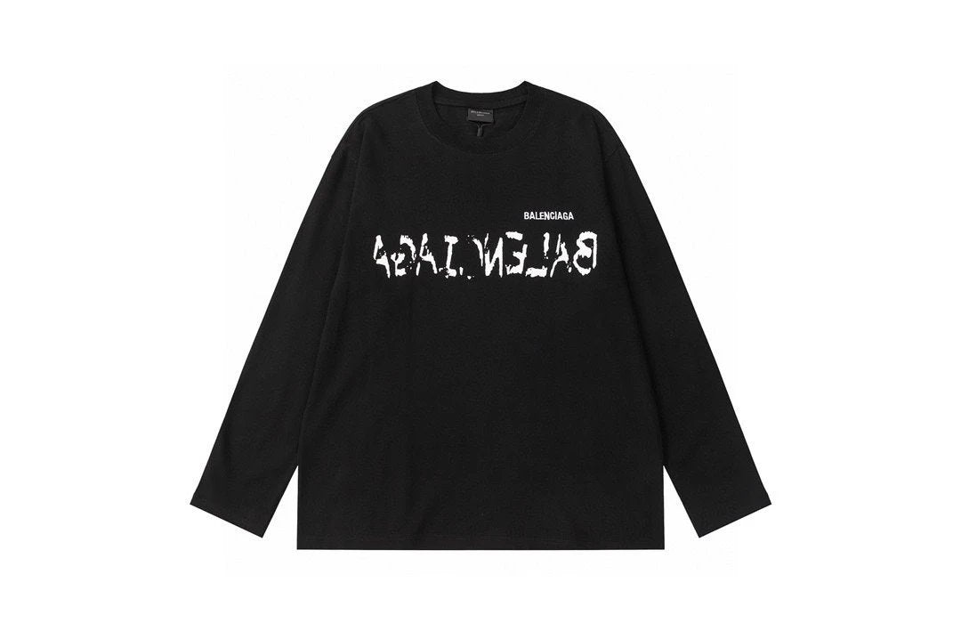 Balenciaga Hoodie -Letter graffiti logo Round Neck Sweatshirt Long Sleeve Base Shirt Jacket Top Fashion Unisex Sports Casual Loose Fit Versatile Autumn Winter New Arrival
