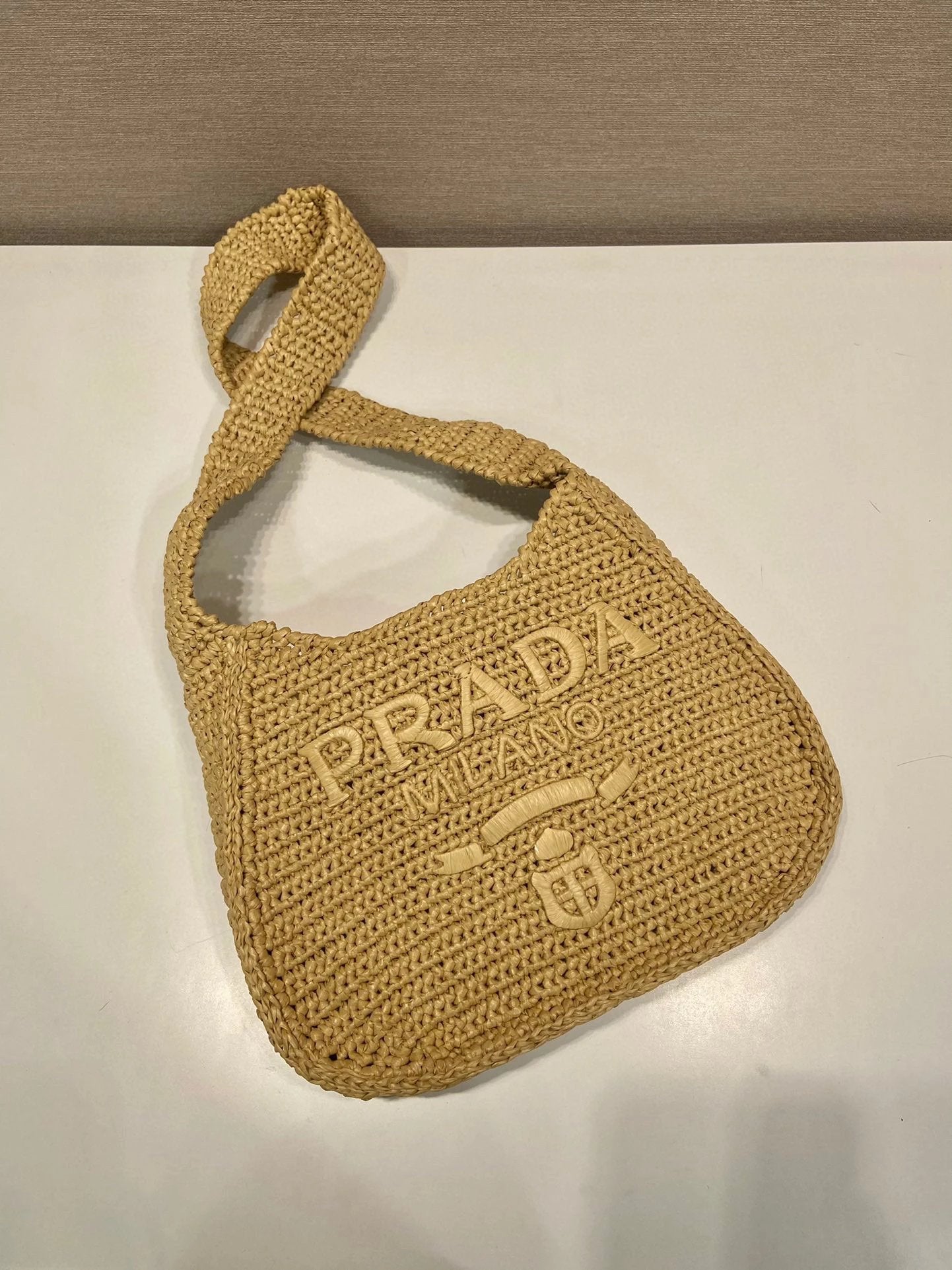 PRADA Bag Top version Original Single New Fashion Handmade Woven One Shoulder Bag Women's Straw Shoulder Bag Messenger Bag Casual Shoulder Messenger Bag Fashion P Women's Bag Women's Bag1BG186