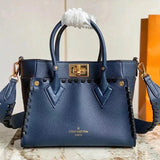 Louis Vuitton LV Women's Bag Top version 【New Arrivals】2023New OnMySide Small Size Full Leather Woven Mummy Shopping Bag Tote Tote Bag Monogram Women's Perforated Cow Leather Shoulder Messenger Bag M21385