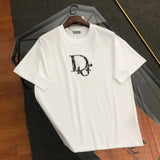 Dior T-shirt Old Flower Patch on Chest logo round Neck Short Sleeve25ss New Pure Cotton Unisex Style T Casual T-Shirt Base Layer Shirt OS Loose design