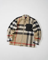 Burberry Shirt Plaid Wool Blend Zipper Front Shirt Jacket Unisex Autumn Winter New Sports Casual Loose Versatile