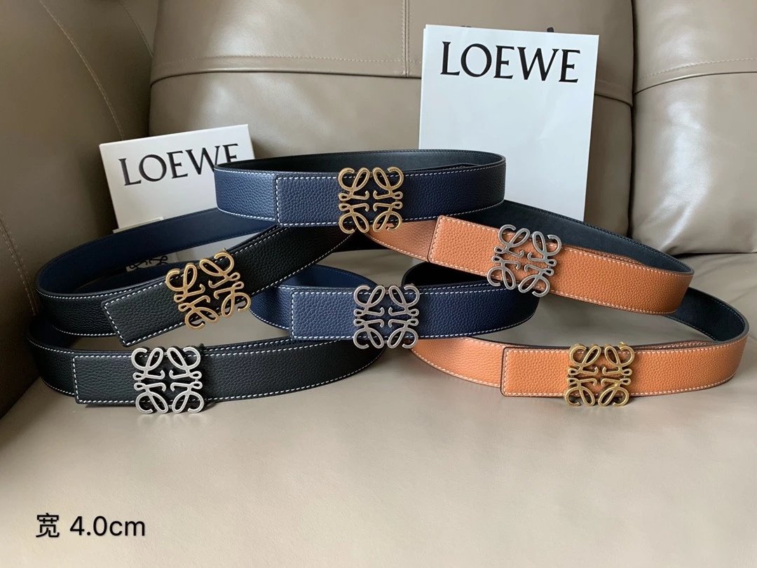 LOEWE Belt Top version Belt Genuine Cattlehide Leather Surface Original Single Original Single Double-Sided First Layer Original Cowhide4.0Men's Leather Belt Man's Belt Men's Belt Business Casual Pants Belt Men's Business Casual Belt Belt Men's High-End B