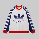 Gucci Sweater Collaboration Series Striped Crew Neck Knit Sweater Long Sleeve Pullover Unisex Thickened OS Loose Fit Top Versatile Casual Jacket Lazy Style