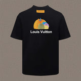 Louis Vuitton LV T-shirt Grass-Grown Mi Jian Series Back Print logo round Neck Short Sleeve25ss New pure cotton T Unisex T-Shirt OS Loose Fit Base Shirt Top Half Sleeve T-Shirt