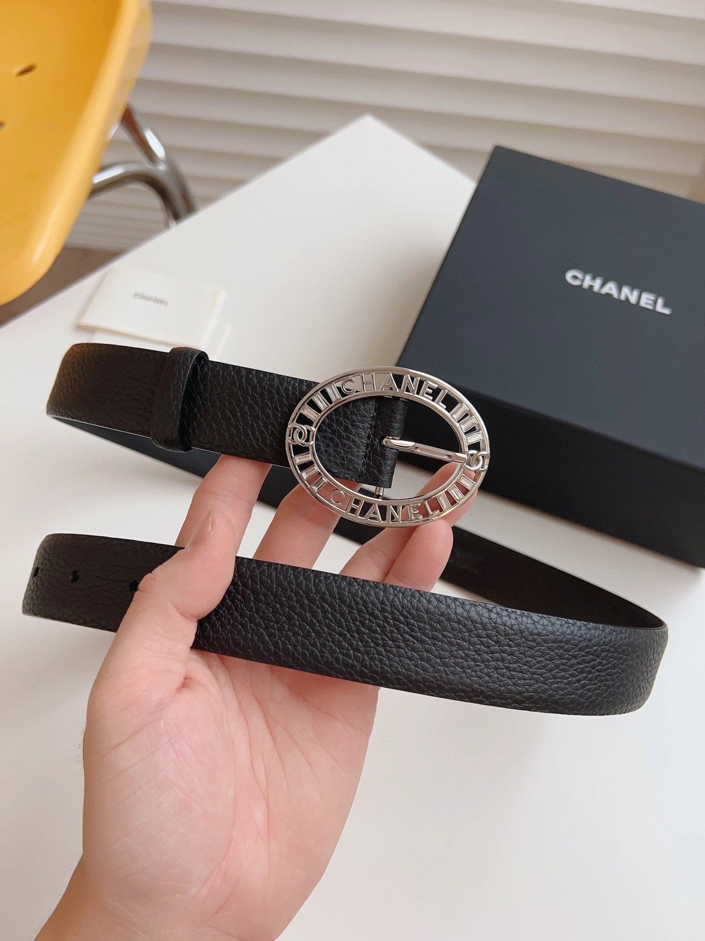 Chanel Belt Top version 【Special Cabinet Full Package】.Cow Leather Belt Silver Metal and Rhinestone.Width3.0mm Female Boutique Belt Female Boutique Belt Fashion Expert Elegant and Generous Business Casual Belt Belt Belt Women's Belt Women