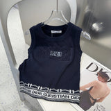 Dior T-shirt Front Letter Embossing logo Sleeveless Short Sleeve Sleeveless Vest25ss New Pure Cotton Women's Style T T-shirt OS Loose Fit Base Shirt Top Half Sleeve T-Shirt