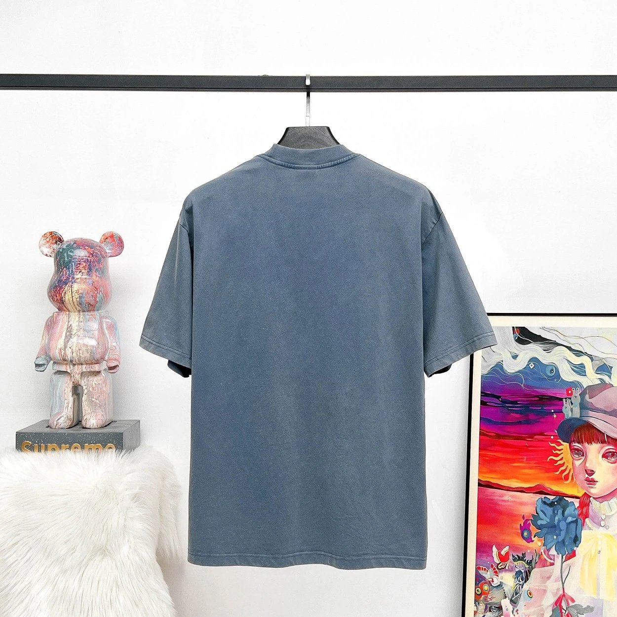 Balenciaga T-shirt Paris Printed Washed Vintage logo round Neck Short Sleeve25ss New Pure Cotton Unisex Style T T-shirt OS Loose Fit Base Shirt Top Half Sleeve T-Shirt
