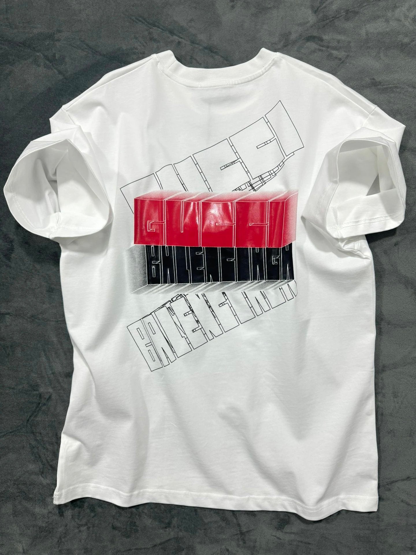 Balenciaga T-shirt 3D Chest Print logo round Neck Short Sleeve25ss New Pure Cotton Unisex Style T T-shirt OS Loose Fit Base Shirt Short Sleeve Top T-Shirt