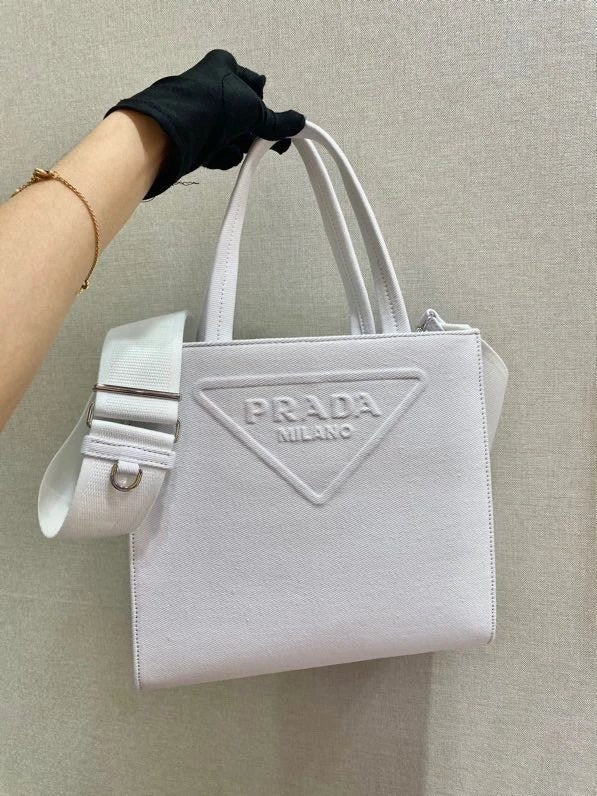 PRADA Bag Top version Latest Diagonal Cloth Tote Bag Imported Original Single Triangle Logo Badge Embossed Canvas Shopping Bag TOTE Handbag Handbag Shoulder Bag Messenger Bag Women's Bag Women's Bag1BG382