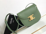 Celine women's bag Top version 【Original Leather High Version】2022New Online Popular Bags Recommend Early Autumn New Triomphe Arc De Triomphe Saddle Bag Horseshoe Bag round Crossbody Bag Cattle Leather Bag110413