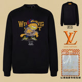 Louis Vuitton LV Hoodie Cartoon Print on the Chest logo Round Neck Sweatshirt Jacket Pullover Long Sleeve OS Unisex Sports Casual Loose Fit Base Shirt Top