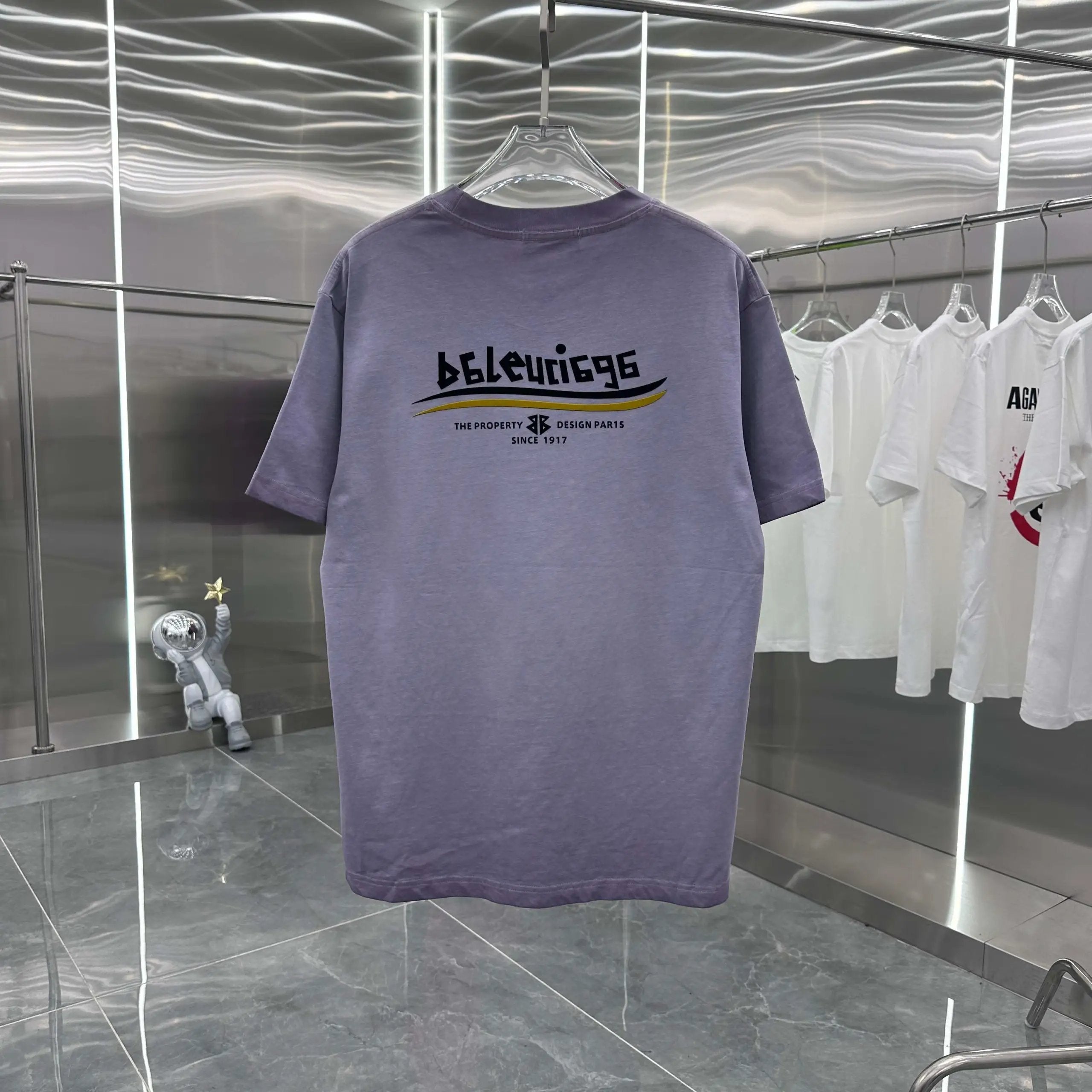 Balenciaga T-shirt Front and Rear Letter Printing logo round Neck Short Sleeve25ss New Pure Cotton Unisex Style T Casual T-Shirt Base Layer Shirt OS Loose Fit Half Sleeve Top Plus Size