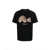 Palm Angels T-shirt Top Version Couple's Black Cotton Broken Bear Printed Loose T T-shirt Short Sleeve