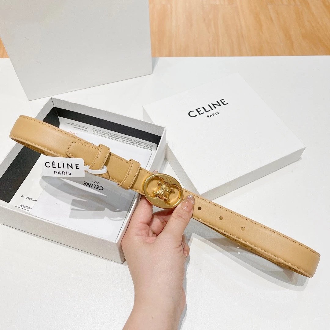 Celine Belt Top version Goods Belt Belt Female Arc De Triomphe Belt Arc De Triomphe Belt Black Retro Hair Style Belt Bright Gold Head Belt Belt Double-Sided Belt Women's Belt Women's Belt Belt Women's Belt2.5Belt Women's Belt Belt