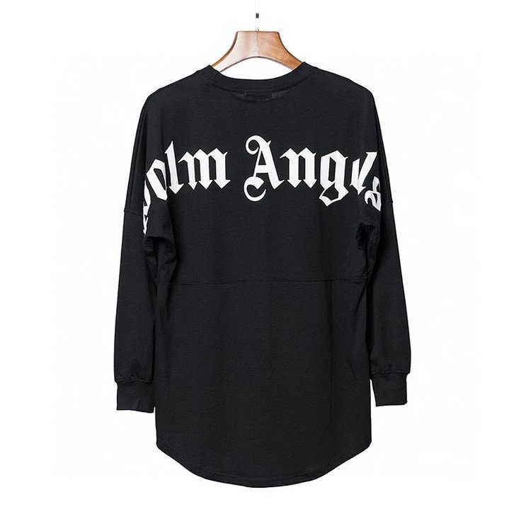 Palm Angels Hoodie Top Version Brown Blue Letter Print Loose Pullover Long-Sleeved Shirt T T-shirt Male and Female Trendy Brand Hip Hop High Street