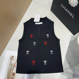 Dior T-shirt Alphabet Bee Embroidery All Over logo Sleeveless Short Sleeve Sleeveless Vest25ss New Pure Cotton Women's Base Shirt T T-shirt OS Loose Fit Half Sleeve T-Shirt