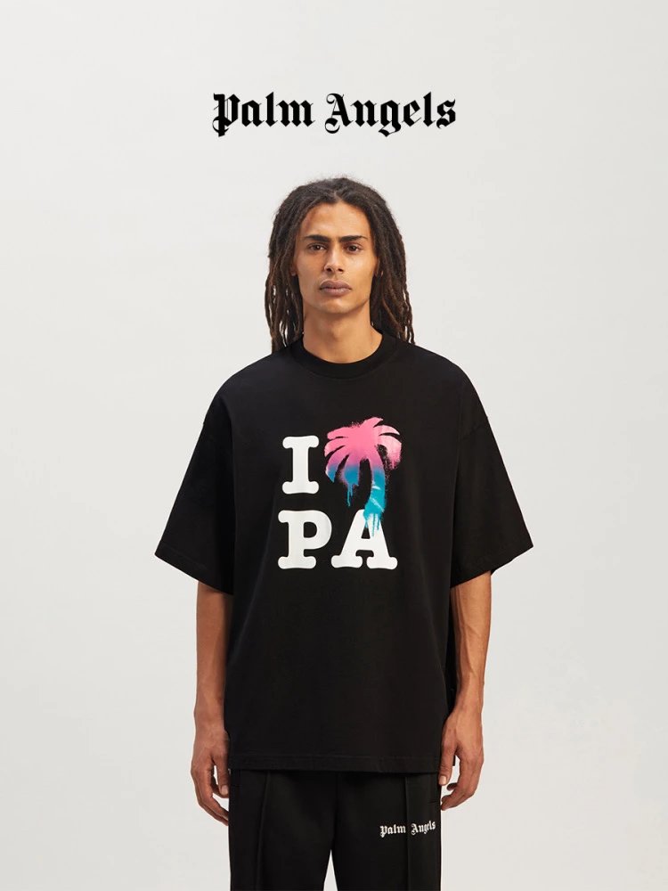 Palm Angels T-shirt Top Version Summer New Coconut Pattern Painted plus Size Men and Women Couple Short Sleeve T T-shirt