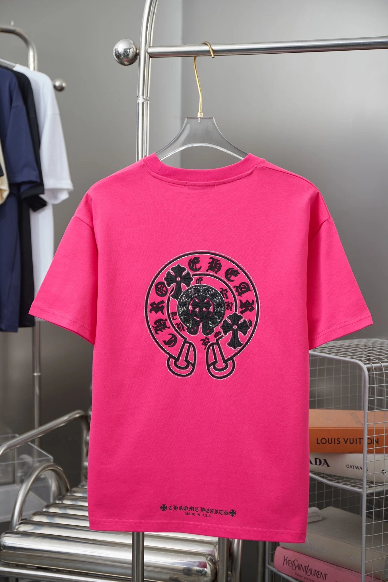 Chrome Hearts T-shirt Sanskrit Script Print logo round Neck Short Sleeve25ss New pure cotton T Unisex T-Shirt OS Loose Fit Base Shirt Top Half Sleeve T-Shirt