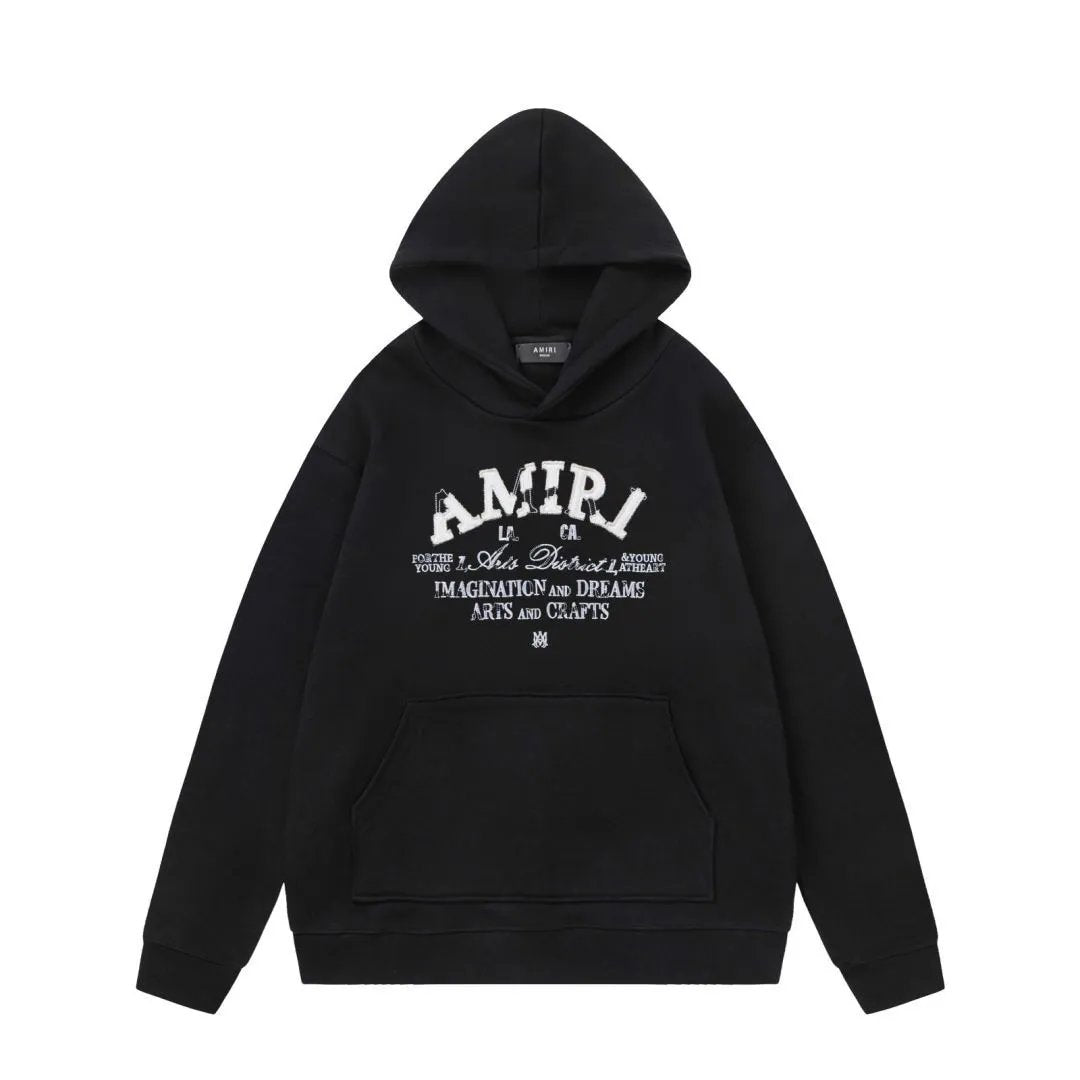 Amiri Hoodie 2024Autumn and Winter New Embroidered Patch Letter Pattern Hooded Sweater for Men and Women