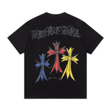 Chrome Hearts T-shirt Splash Ink Graffiti Print logo round Neck Short Sleeve25ss New Pure Cotton Unisex Style T Casual T-Shirt Base Layer Shirt OS Loose Fit Half Sleeve Top Plus Size