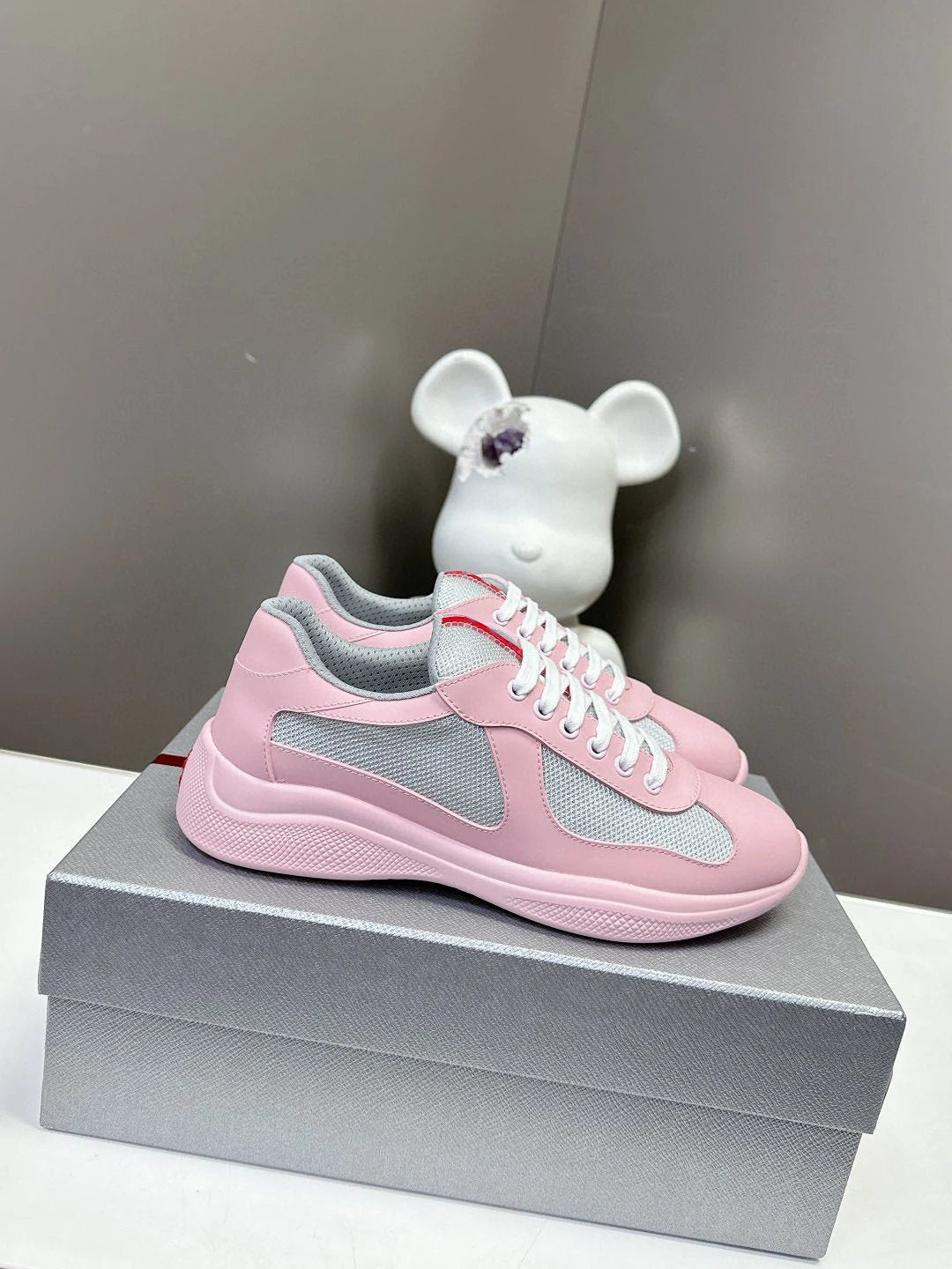 PRADA Shoes 2024New Mesh Stitching Breathable Couple Genuine Leather Sneaker