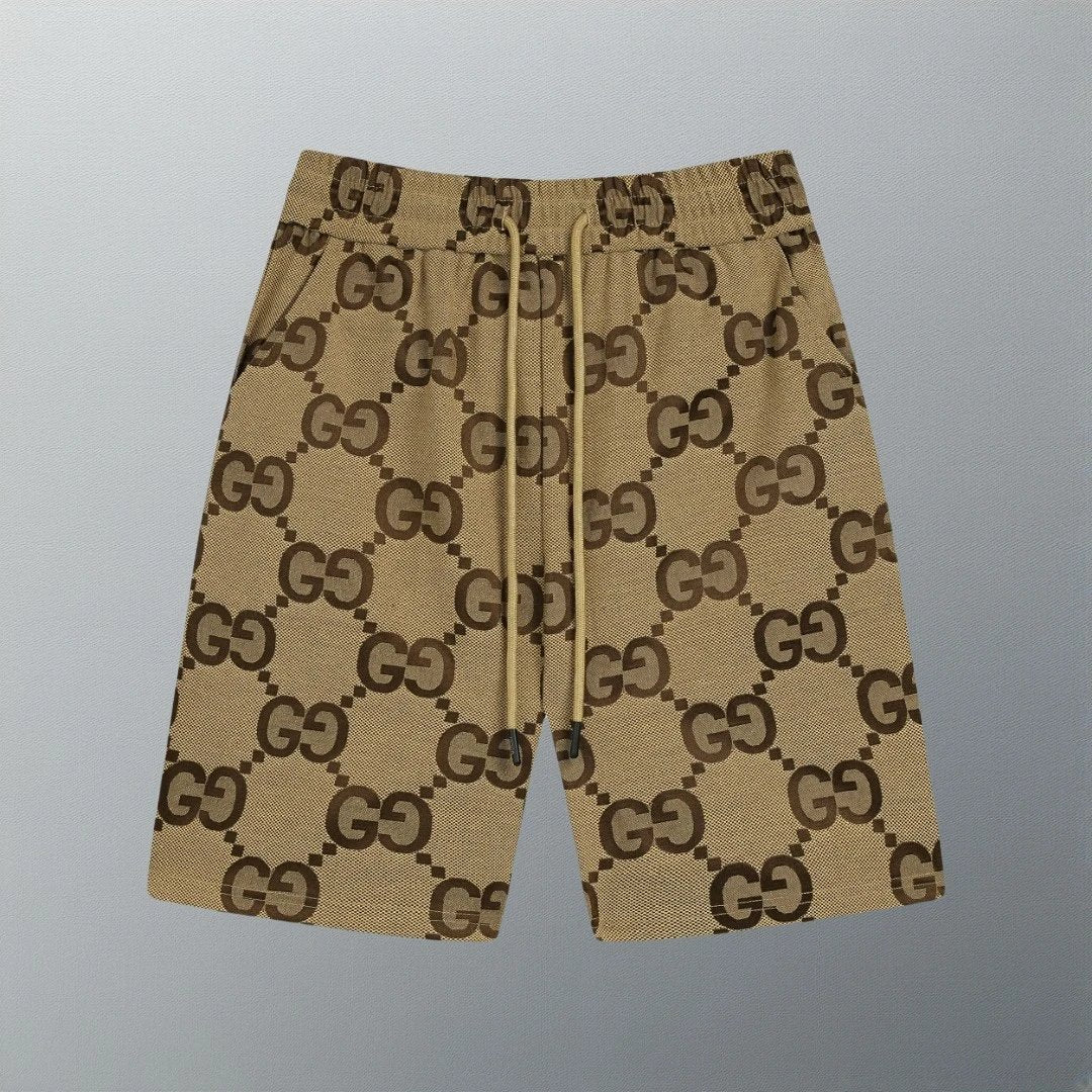 Gucci Shorts Jacquard Double G Fabric Shorts Five-Point Pants25ss New Heavy Drawstring American Style Casual Summer Pants5Two-in-One Casual Sweatpants for Men and Women, Pure Cotton Joggers