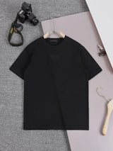 PRADA T-shirt Double-layer Triangle Patch on the Chest logo round Neck Short Sleeve25ss New Pure Cotton Unisex Style T Casual T-Shirt Base Layer Shirt OS Loose design