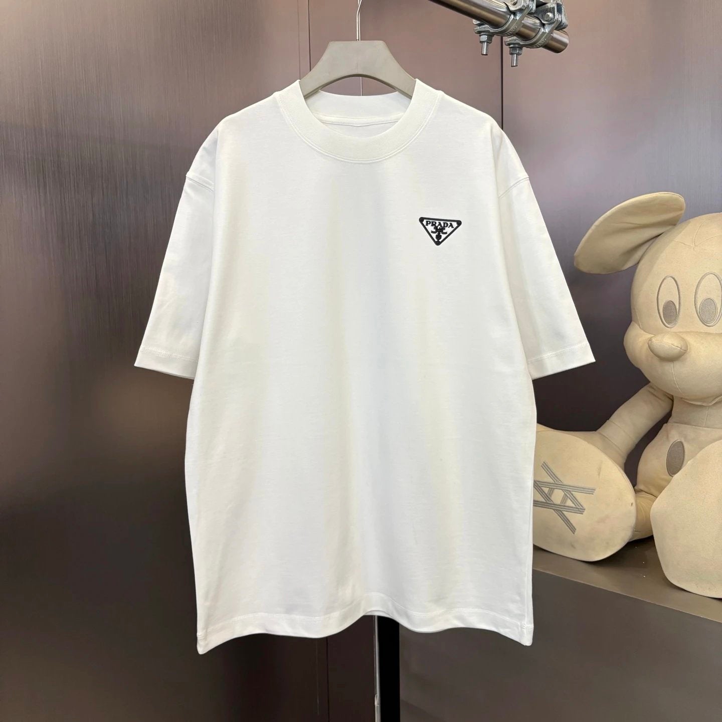 PRADA T-shirt Chest Triangle Mark Letter Embroidery logo round Neck Short Sleeve25ss New pure cotton T Unisex T-Shirt OS Loose Fit Base Shirt Top Half Sleeve T-Shirt