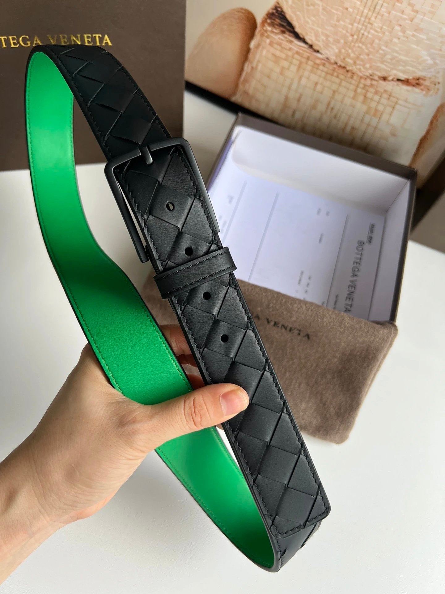 Bottega Veneta Belt 【First Layer Cowhide】Counter Version Free Packaging New Belt Men's First Layer Cowhide Hand-Woven Calfskin Belt Fashion All-Matching3.5cm Pant Belt Men and Women Business Casual Belt Belt Men's Leather Belt