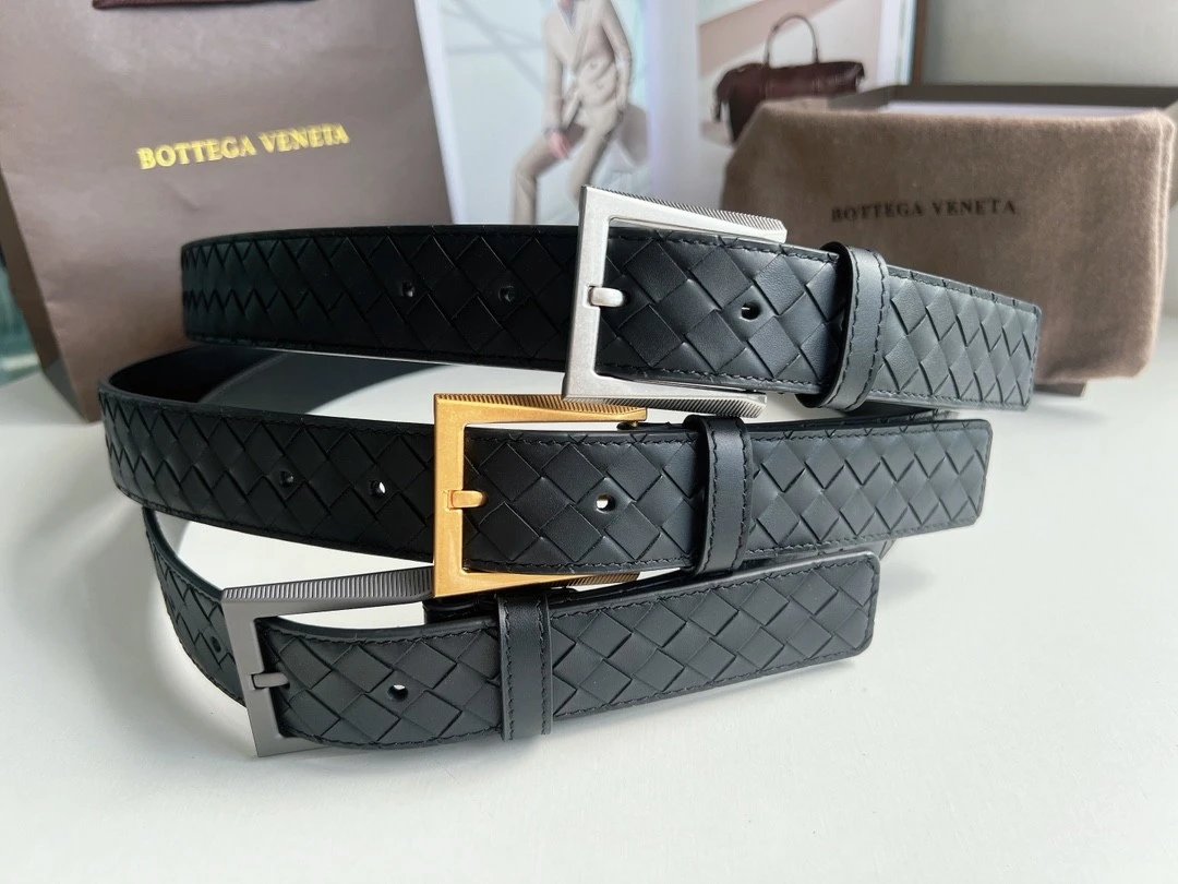 Bottega Veneta Belt 【First Layer Cowhide】Counter Version Free Packaging New Belt Men's First Layer Cowhide Hand-Woven Calfskin Belt Fashion All-Matching3.5cm Pant Belt Men and Women Business Casual Belt Belt Men's Leather Belt