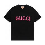 Gucci T-shirt Red brand on the chest logo round Neck Short Sleeve25ss New pure cotton T Unisex T-Shirt OS Drop Shoulder Loose Fit Base Shirt Top T-Shirt Short Sleeve