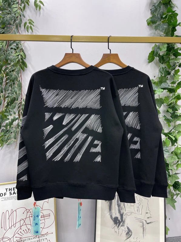 OFF -White Hoodie Top Version Counter Same Style Crew Neck Pullover Sweatshirt Top Men and Women Same Style Autumn and Winter Leisure